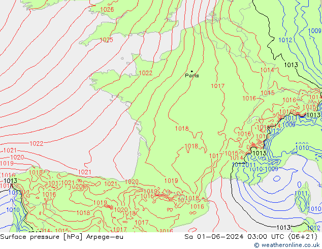 Bodendruck Arpege-eu Sa 01.06.2024 03 UTC