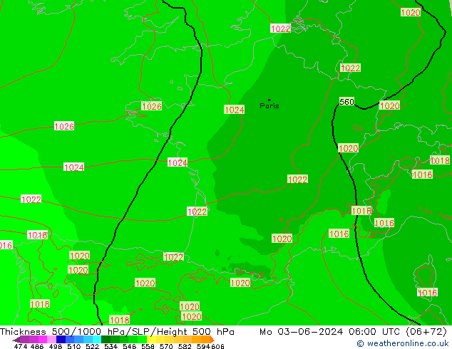 Thck 500-1000hPa Arpege-eu  03.06.2024 06 UTC