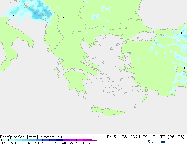 Neerslag Arpege-eu vr 31.05.2024 12 UTC