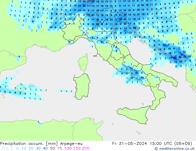 Precipitation accum. Arpege-eu Fr 31.05.2024 15 UTC