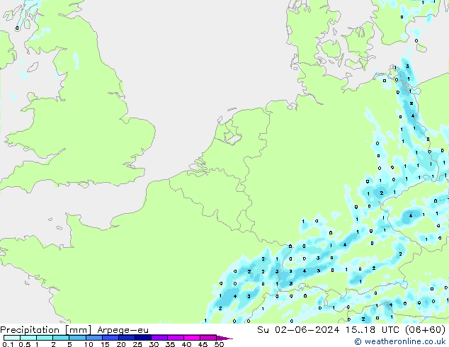 Srážky Arpege-eu Ne 02.06.2024 18 UTC