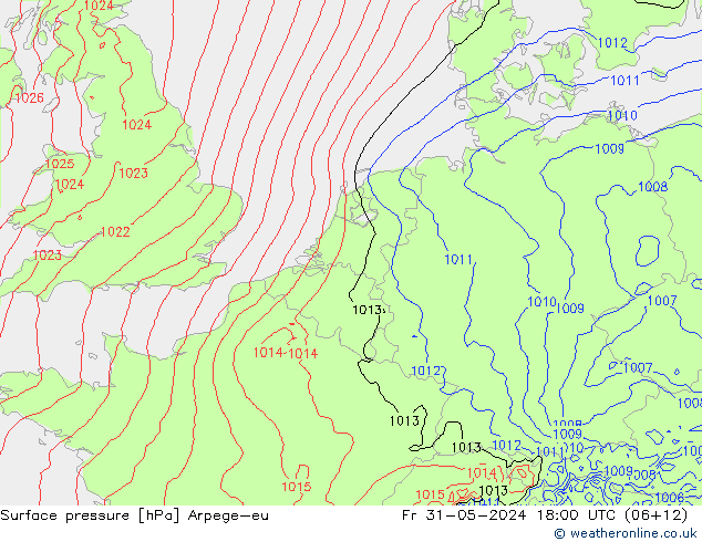 Bodendruck Arpege-eu Fr 31.05.2024 18 UTC