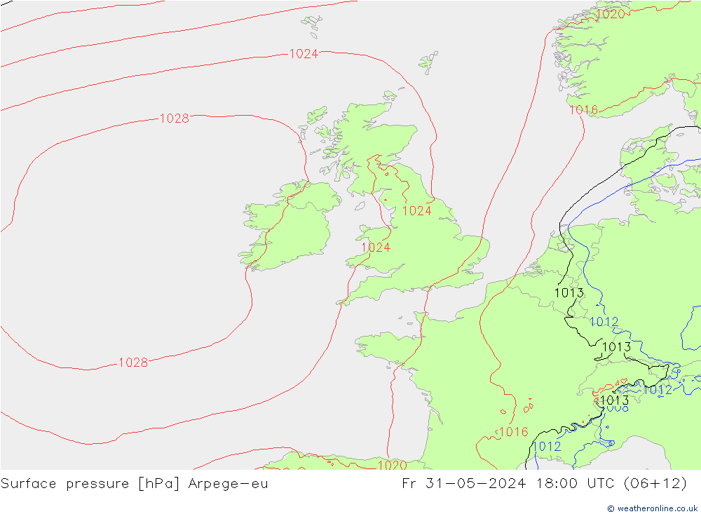 pression de l'air Arpege-eu ven 31.05.2024 18 UTC