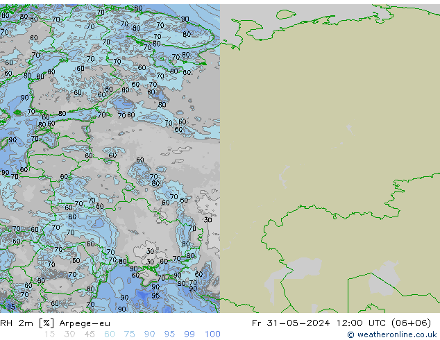 RH 2m Arpege-eu Fr 31.05.2024 12 UTC
