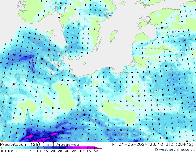 Precipitation (12h) Arpege-eu Fr 31.05.2024 18 UTC