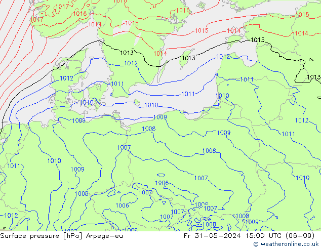 Surface pressure Arpege-eu Fr 31.05.2024 15 UTC