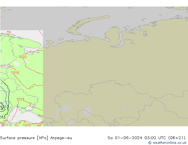 приземное давление Arpege-eu сб 01.06.2024 03 UTC