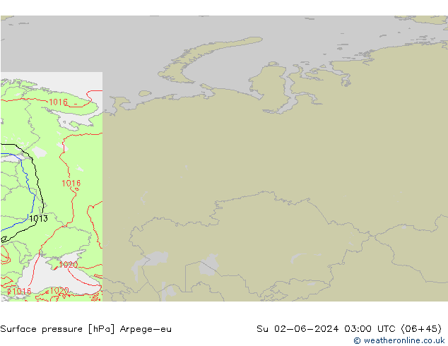pressão do solo Arpege-eu Dom 02.06.2024 03 UTC
