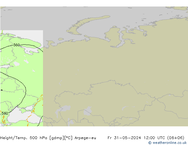 Hoogte/Temp. 500 hPa Arpege-eu vr 31.05.2024 12 UTC