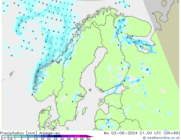 Neerslag Arpege-eu ma 03.06.2024 00 UTC