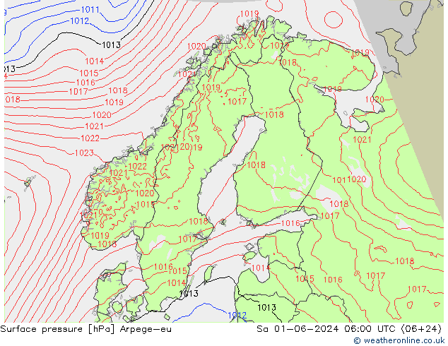 Bodendruck Arpege-eu Sa 01.06.2024 06 UTC