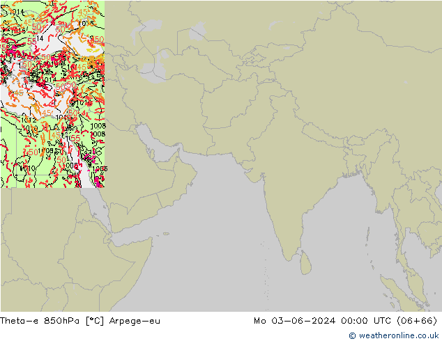 Theta-e 850hPa Arpege-eu Pzt 03.06.2024 00 UTC