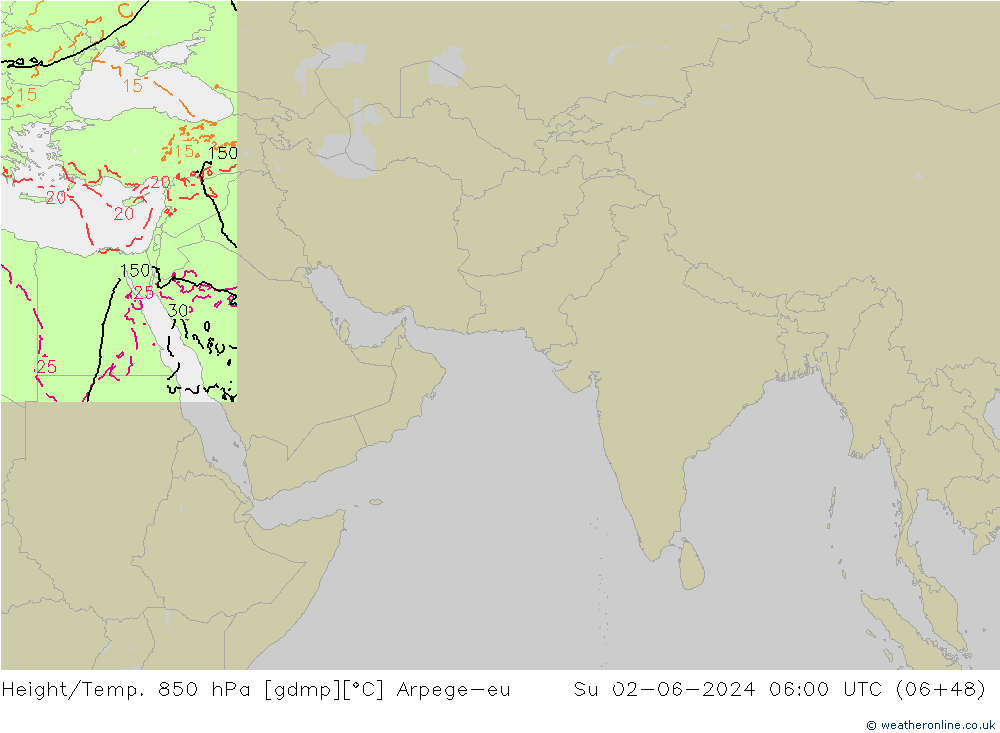 Height/Temp. 850 hPa Arpege-eu  02.06.2024 06 UTC