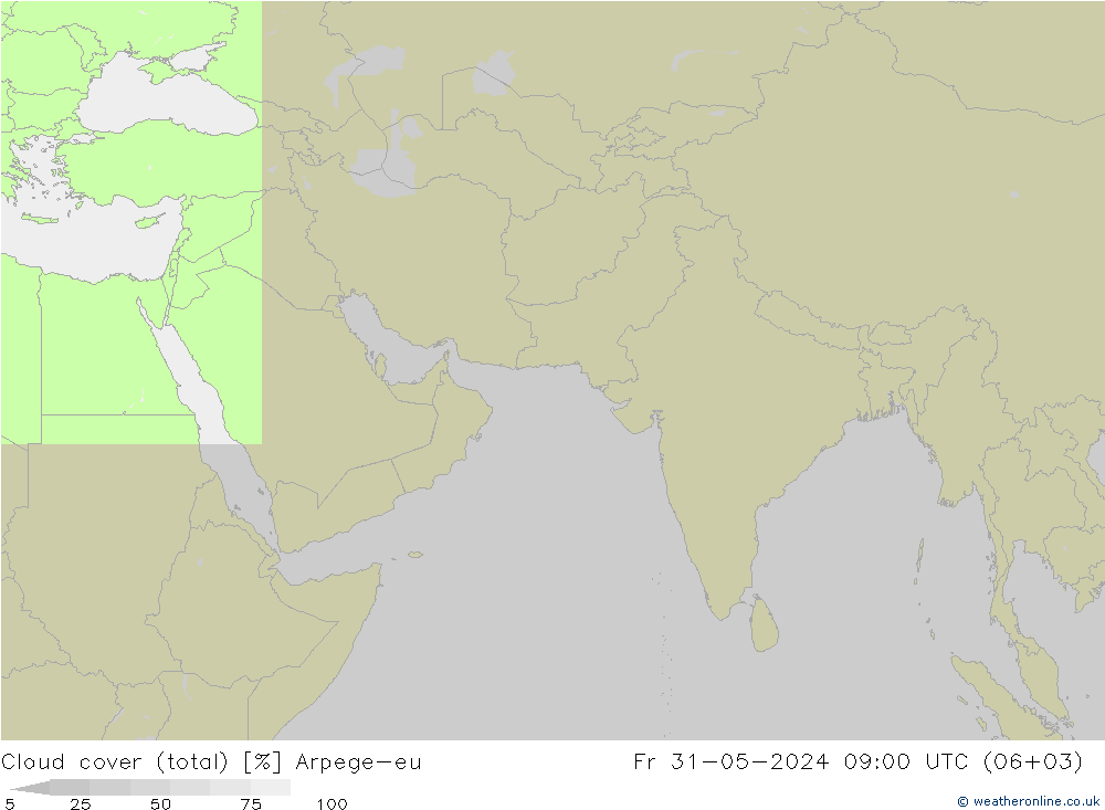 Bewolking (Totaal) Arpege-eu vr 31.05.2024 09 UTC