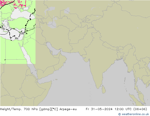 Height/Temp. 700 hPa Arpege-eu 星期五 31.05.2024 12 UTC