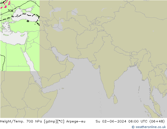 Height/Temp. 700 hPa Arpege-eu  02.06.2024 06 UTC