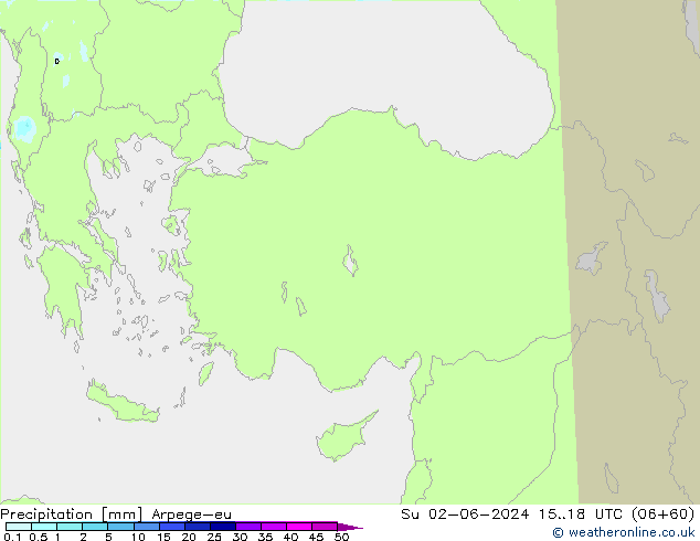 Précipitation Arpege-eu dim 02.06.2024 18 UTC