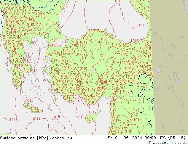 приземное давление Arpege-eu сб 01.06.2024 00 UTC