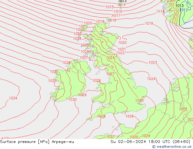 приземное давление Arpege-eu Вс 02.06.2024 18 UTC