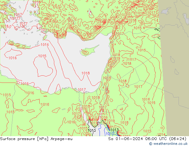 приземное давление Arpege-eu сб 01.06.2024 06 UTC