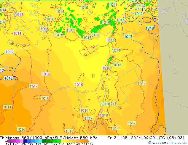 Thck 850-1000 hPa Arpege-eu Fr 31.05.2024 09 UTC