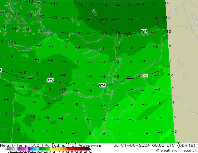 Height/Temp. 500 hPa Arpege-eu sab 01.06.2024 00 UTC