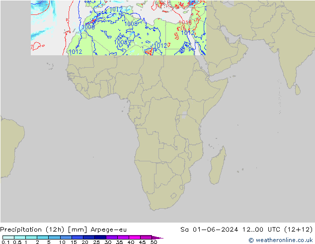 Précipitation (12h) Arpege-eu sam 01.06.2024 00 UTC