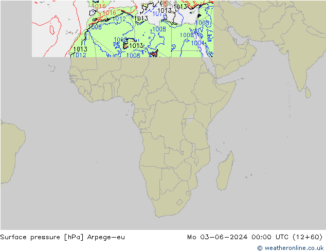 приземное давление Arpege-eu пн 03.06.2024 00 UTC