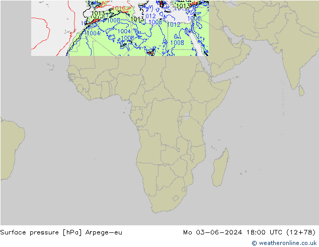 Atmosférický tlak Arpege-eu Po 03.06.2024 18 UTC