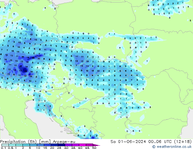 Yağış (6h) Arpege-eu Cts 01.06.2024 06 UTC