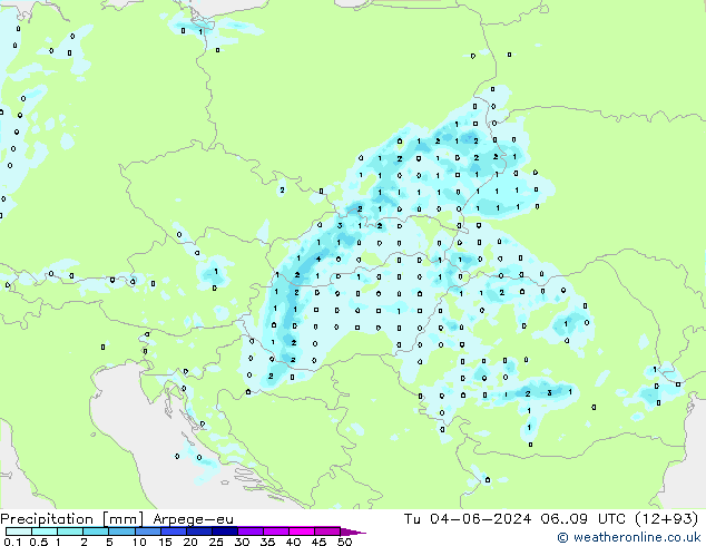 Precipitation Arpege-eu Tu 04.06.2024 09 UTC