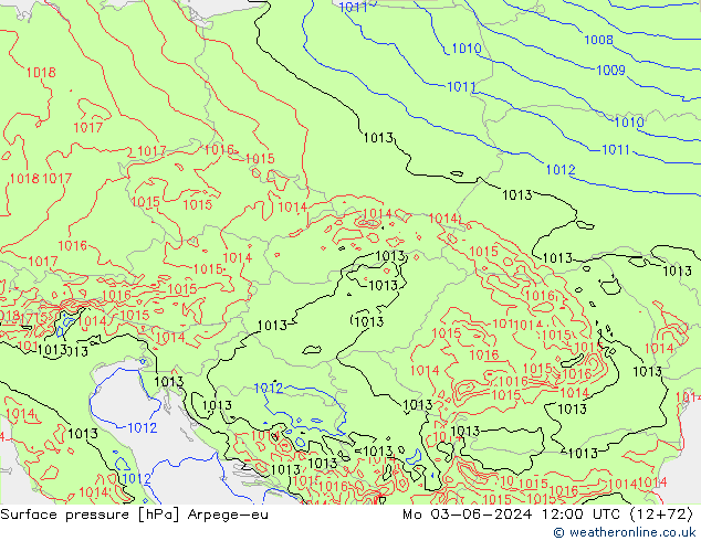 Surface pressure Arpege-eu Mo 03.06.2024 12 UTC