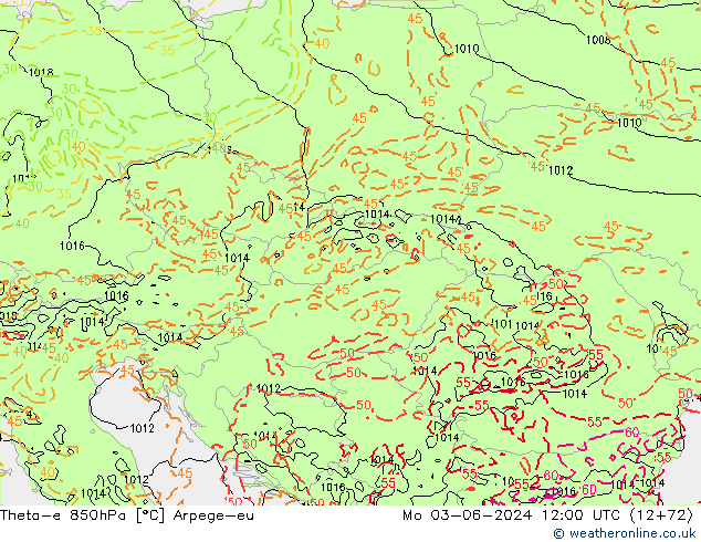 Theta-e 850hPa Arpege-eu Seg 03.06.2024 12 UTC