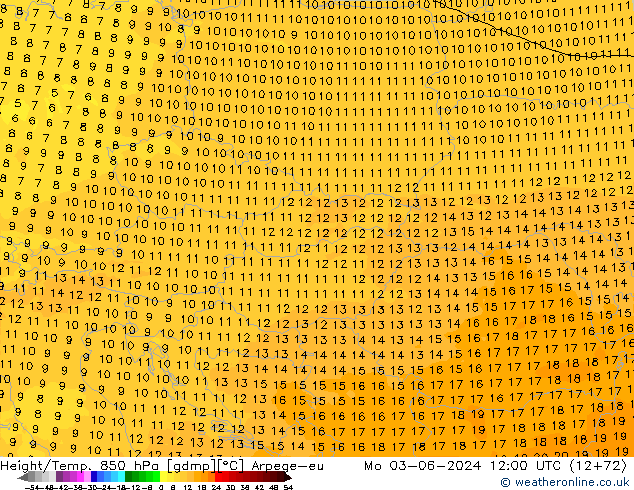 Height/Temp. 850 hPa Arpege-eu Seg 03.06.2024 12 UTC