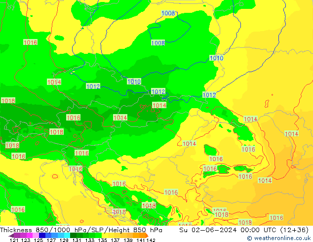 Thck 850-1000 hPa Arpege-eu Dom 02.06.2024 00 UTC