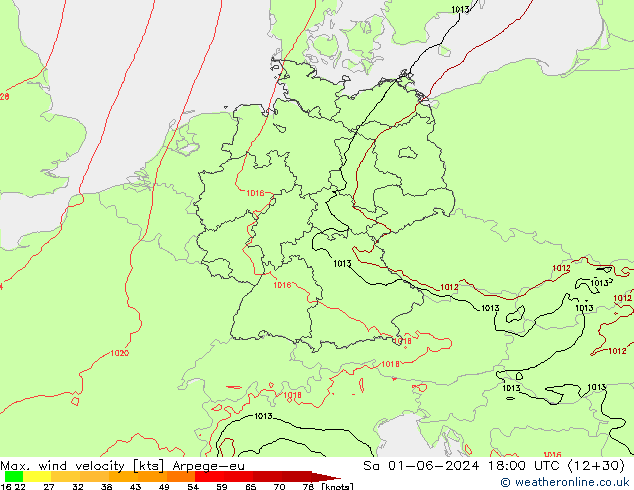 Windböen Arpege-eu Sa 01.06.2024 18 UTC