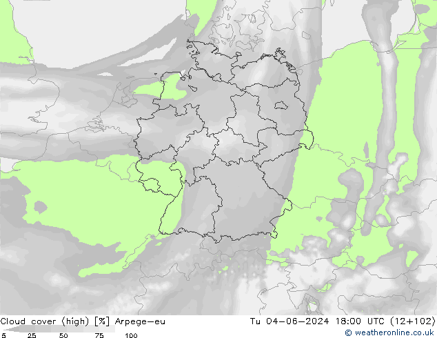 vysoký oblak Arpege-eu Út 04.06.2024 18 UTC