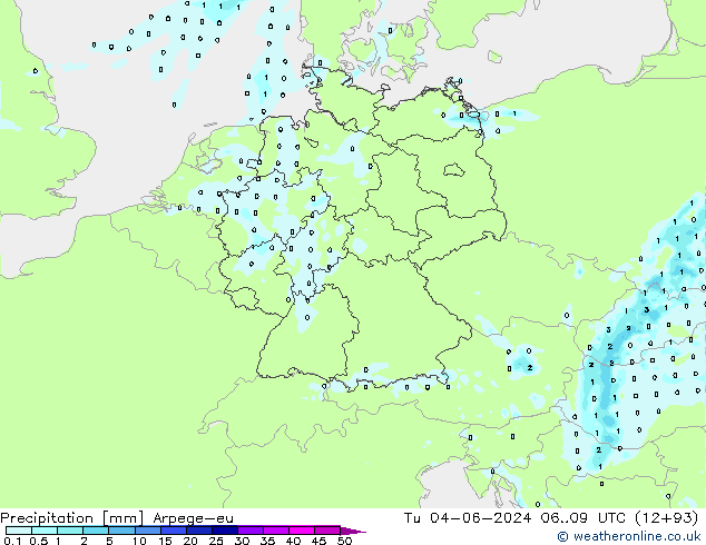 Srážky Arpege-eu Út 04.06.2024 09 UTC