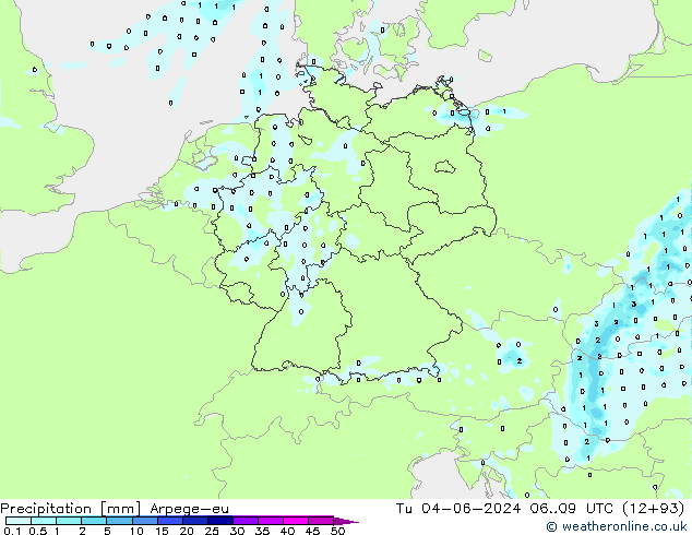 осадки Arpege-eu вт 04.06.2024 09 UTC