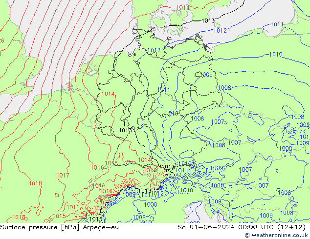 Pressione al suolo Arpege-eu sab 01.06.2024 00 UTC