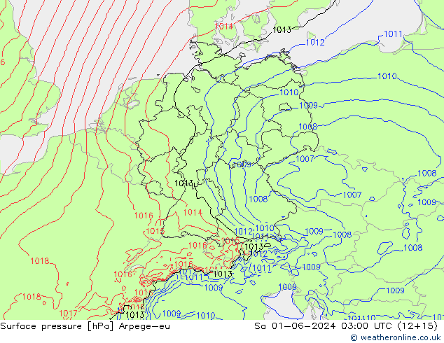 Yer basıncı Arpege-eu Cts 01.06.2024 03 UTC