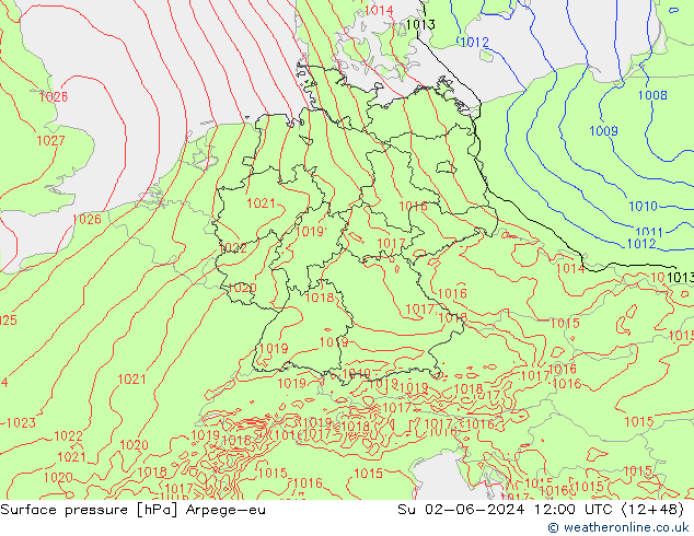 Bodendruck Arpege-eu So 02.06.2024 12 UTC