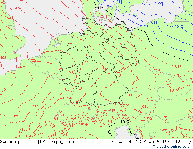 приземное давление Arpege-eu пн 03.06.2024 03 UTC