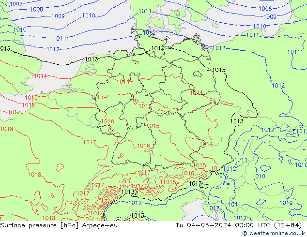 Surface pressure Arpege-eu Tu 04.06.2024 00 UTC