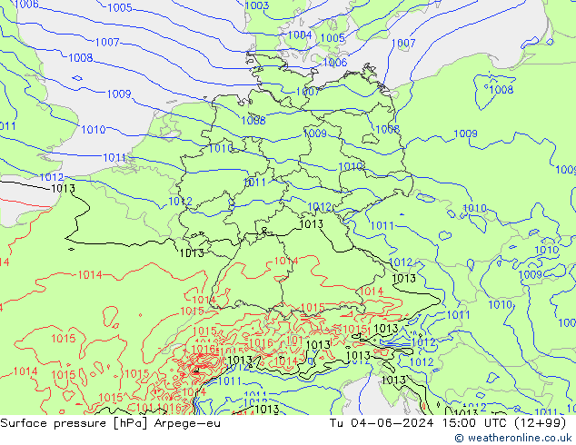 Yer basıncı Arpege-eu Sa 04.06.2024 15 UTC