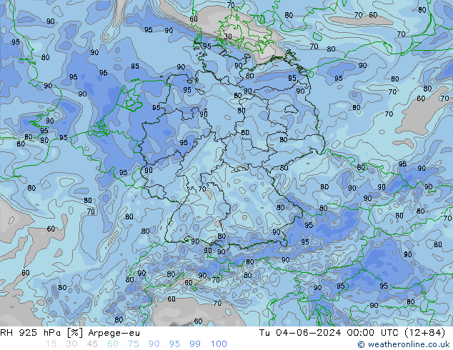 RH 925 hPa Arpege-eu Di 04.06.2024 00 UTC