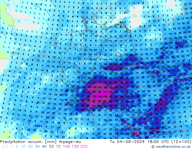 Precipitation accum. Arpege-eu Ter 04.06.2024 18 UTC