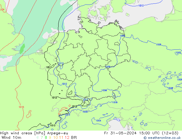 High wind areas Arpege-eu vie 31.05.2024 15 UTC