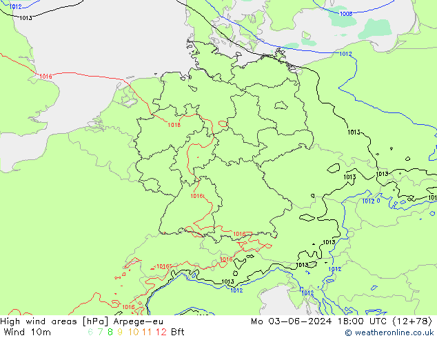 High wind areas Arpege-eu Mo 03.06.2024 18 UTC