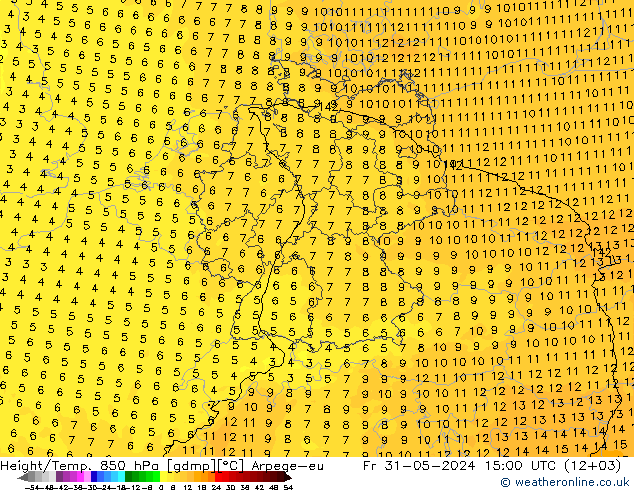 Height/Temp. 850 hPa Arpege-eu Fr 31.05.2024 15 UTC